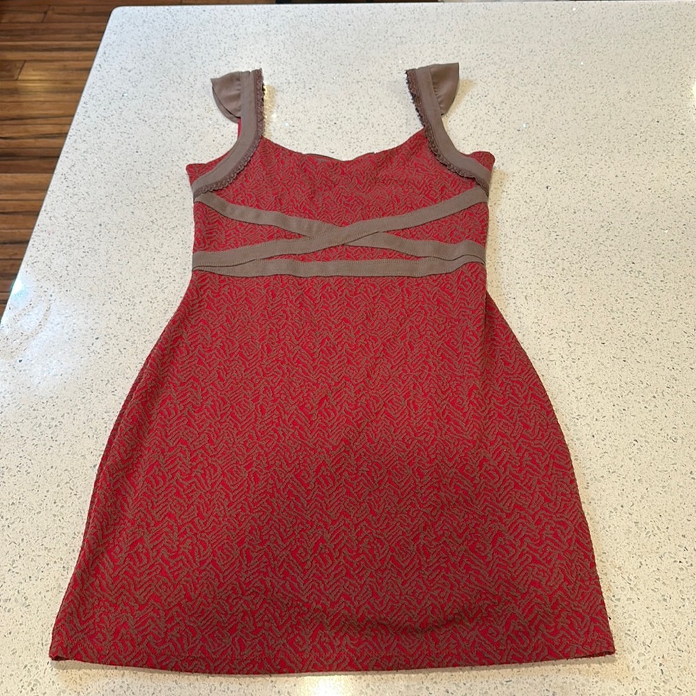 Free people red and gray body con cut out mini dress